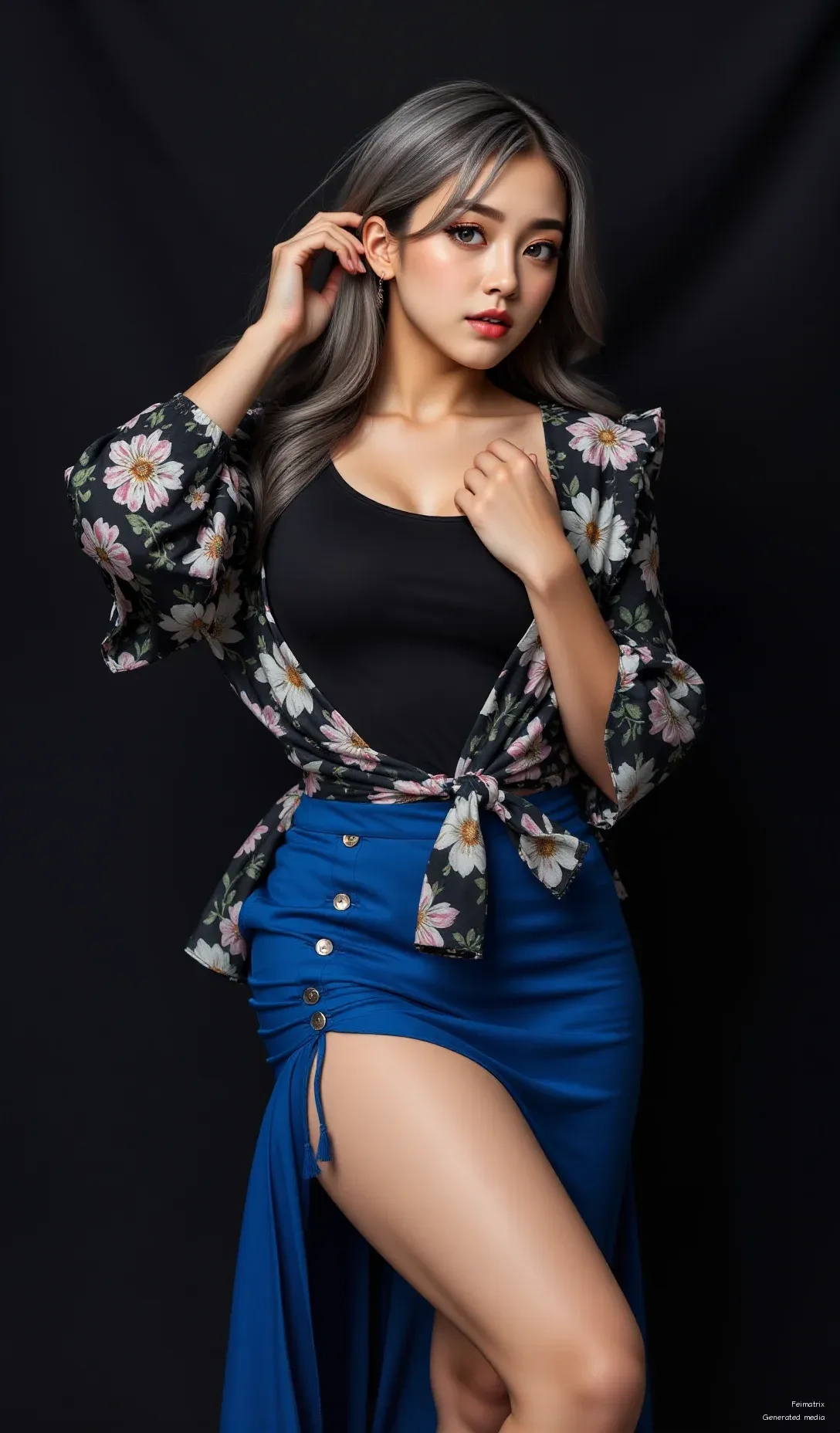 I just wanted to capture a moment that feels both bold and soft — like a secret whispered through flowers and shadows. 🌸🖤