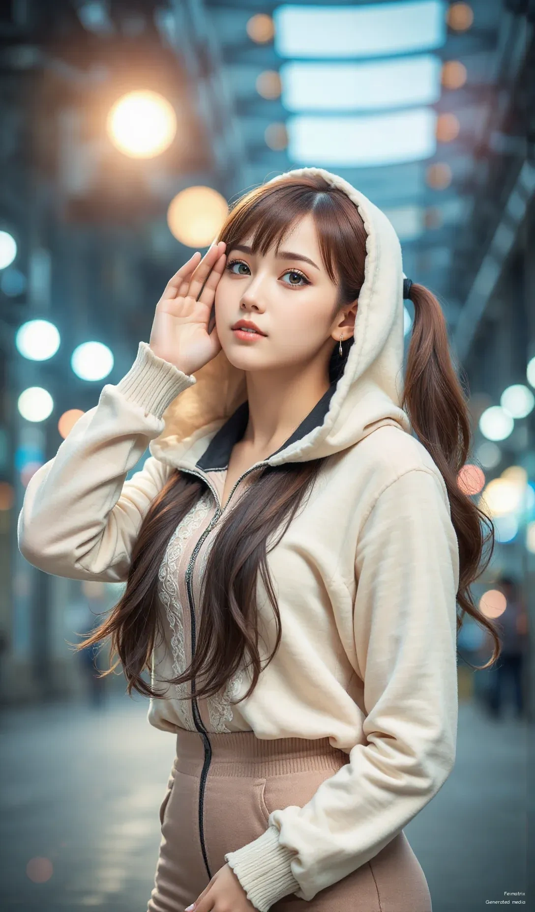 Just got lost in the city lights again... 🌆✨  
Wearing my favorite hoodie (and pretending I’m not thinking about that coffee I left in my bag 😅)  
This vibe? Pure chill.