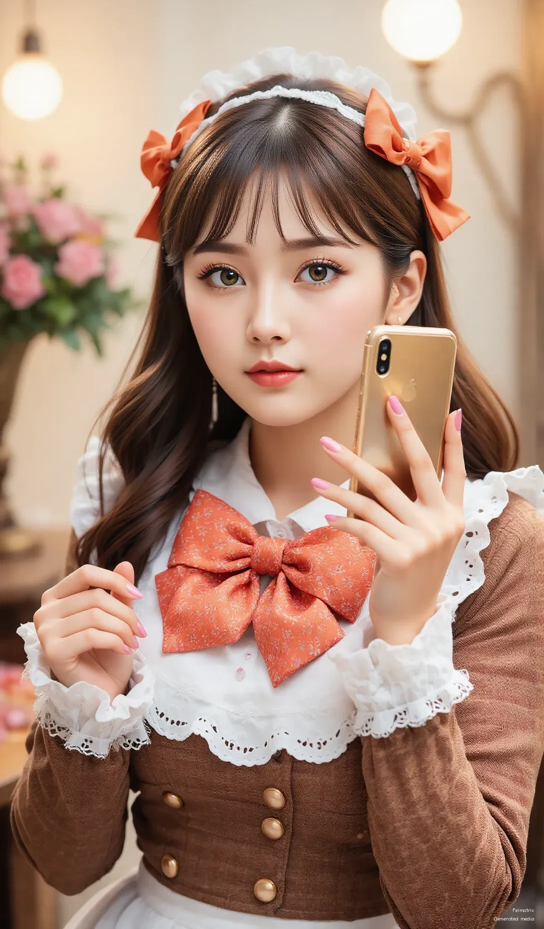 Caught in a sweet daydream, feeling like a vintage doll. 🎀✨