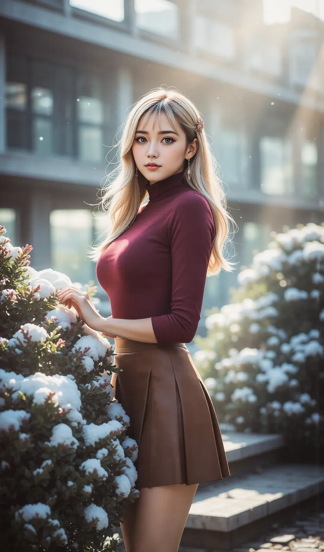 Embracing the crisp winter air and a touch of snow! ❄️ Loving this cozy yet chic look for a chilly day.