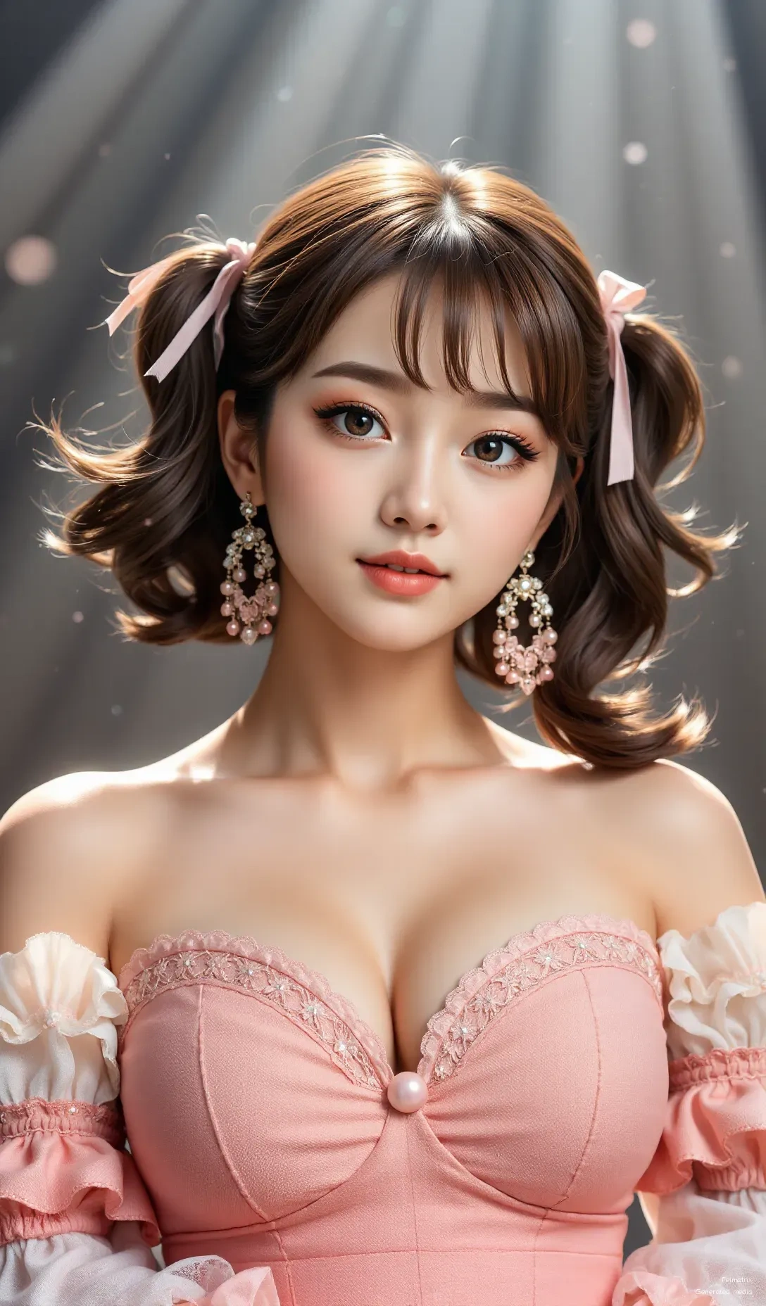 ✨ Today’s look is all about soft elegance & sweet vibes 💕   I’m wearing a blush pink corset dress with ruffles & ribbon pigtails — perfect for a dreamy, romantic day.   Who’s ready to sparkle? 🌸✨