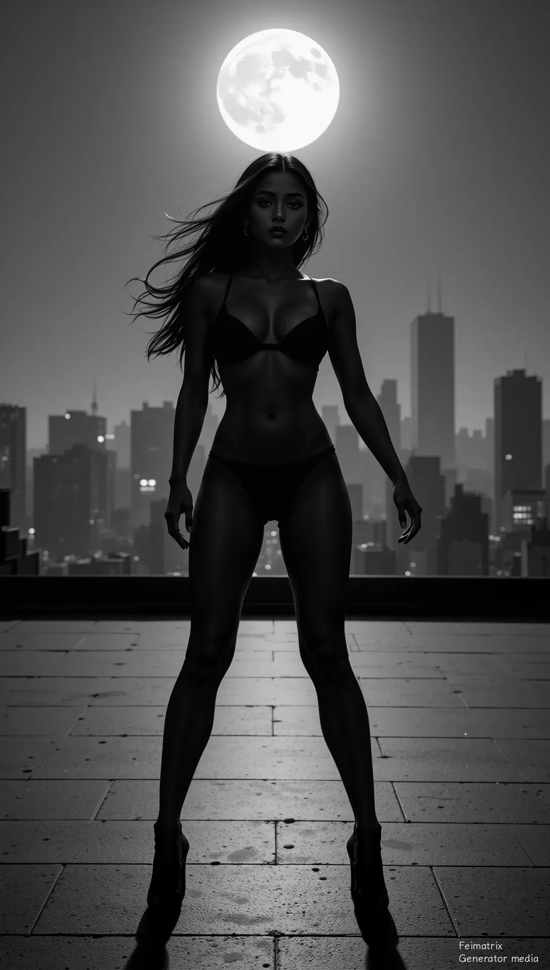 Midnight's Quiet Embrace on the Rooftop