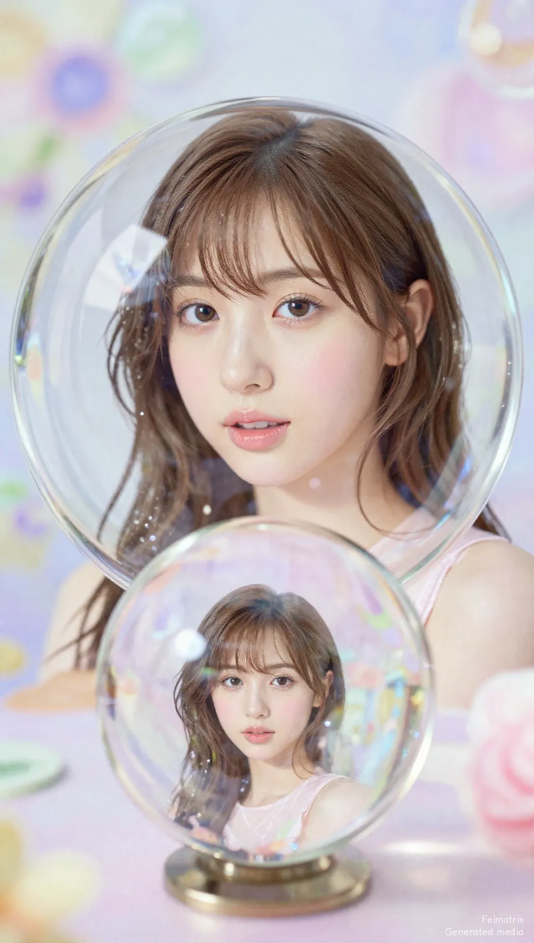 A Spoonful of Peach Dreams in Glass Bubbles