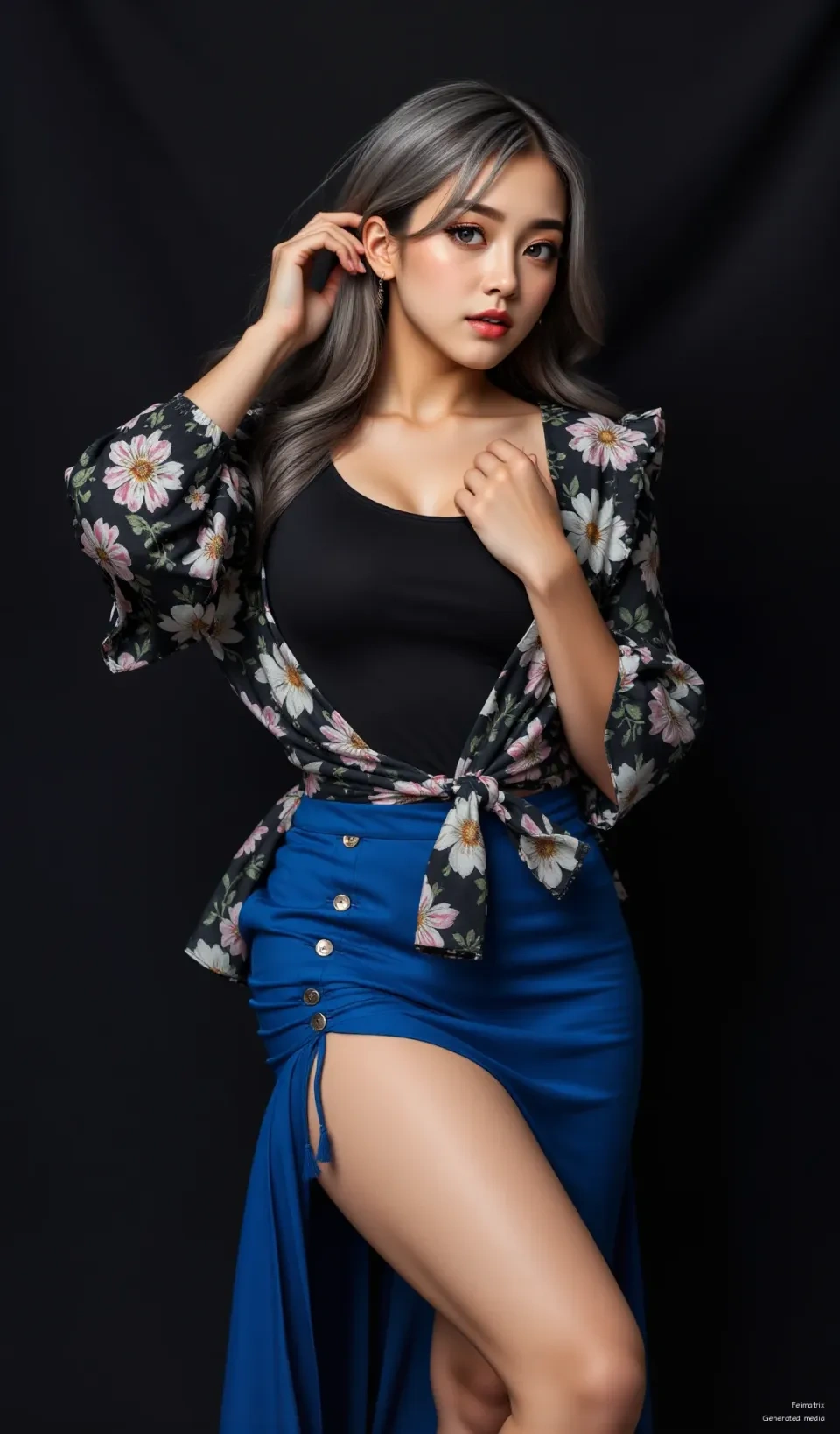 I just wanted to capture a moment that feels both bold and soft — like a secret whispered through flowers and shadows. 🌸🖤