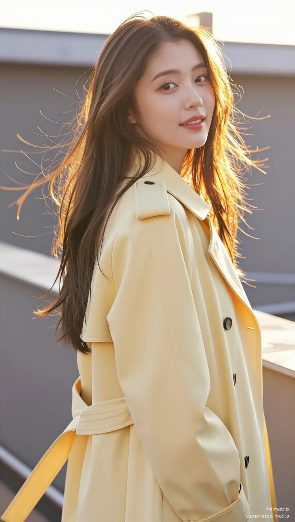 Serene happiness found in golden hour light and a perfect yellow trench coat. ✨ It's all about the simple moments. 💛