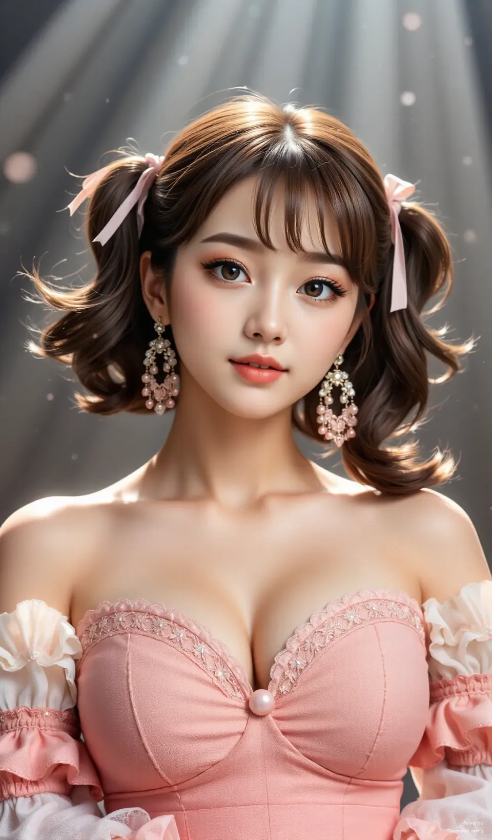 ✨ Today’s look is all about soft elegance & sweet vibes 💕   I’m wearing a blush pink corset dress with ruffles & ribbon pigtails — perfect for a dreamy, romantic day.   Who’s ready to sparkle? 🌸✨