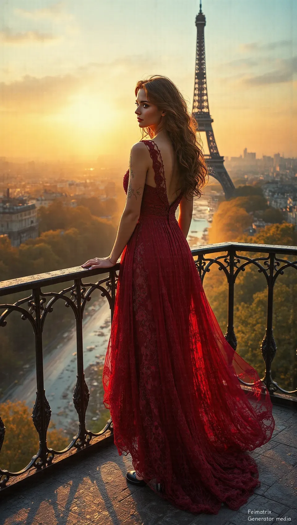 A Crimson Whisper to the Iron Lady at Dusk