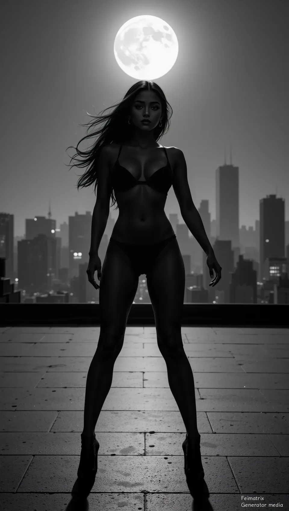 Midnight's Quiet Embrace on the Rooftop