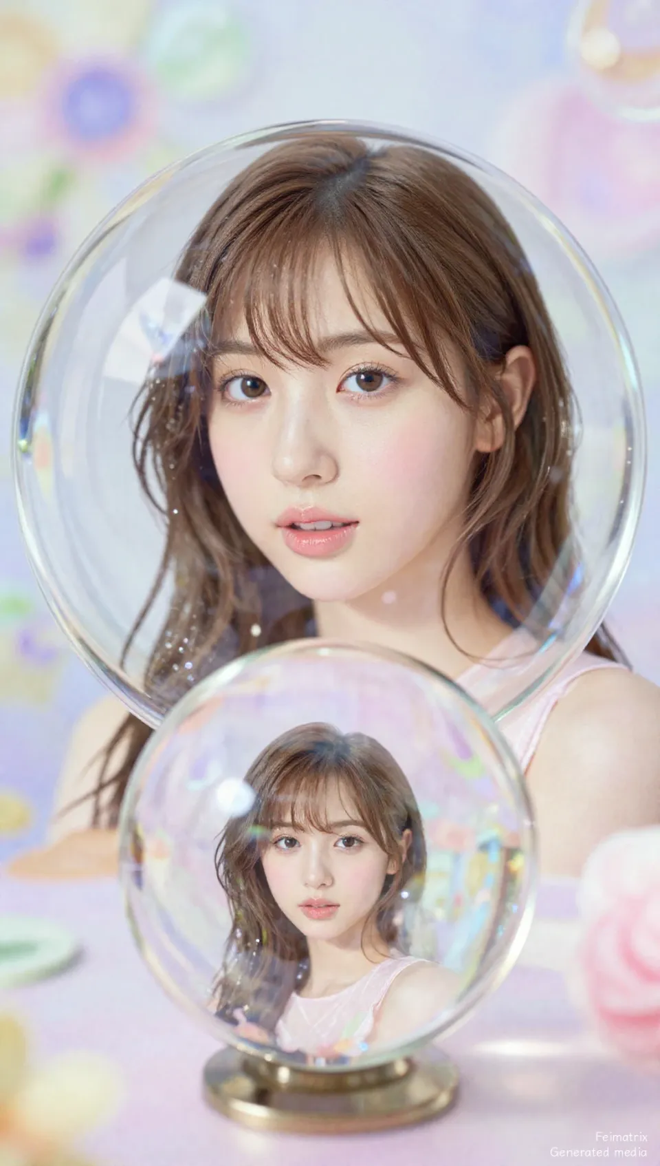 A Spoonful of Peach Dreams in Glass Bubbles